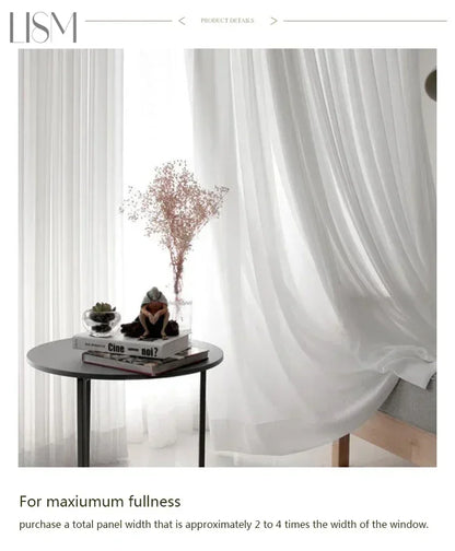 White Tulle Curtains - Sheer Voile Window Drapes for Living Room and Bedroom - ZOOMNSTORE