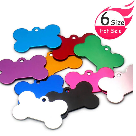 Wholesale 100Pcs Customized Bone Dog ID Tags - Engraved Aluminum Puppy Name Tags - ZOOMNSTORE