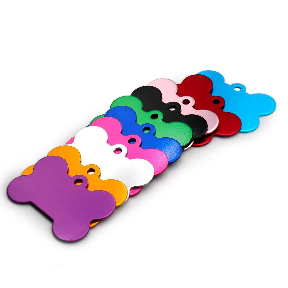 Wholesale 100Pcs Customized Bone Dog ID Tags - Engraved Aluminum Puppy Name Tags - ZOOMNSTORE