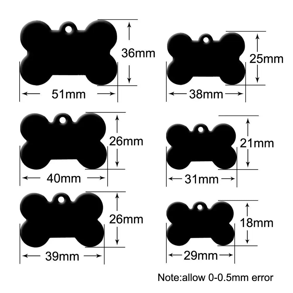 Wholesale 100Pcs Customized Bone Dog ID Tags - Engraved Aluminum Puppy Name Tags - ZOOMNSTORE