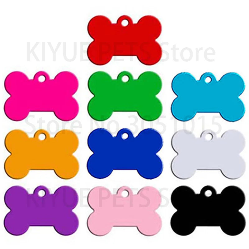Wholesale 100Pcs Customized Bone Dog ID Tags - Engraved Aluminum Puppy Name Tags - ZOOMNSTORE