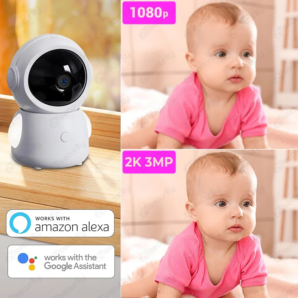 2K 3MP WiFi Baby Monitor with Two Camera Split-Screen Baby Phone via APP Control & 4.3" IPS Screen Auto Tracking PTZ Baby Camera - ZOOMNSTORE