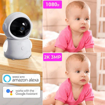 2K 3MP WiFi Baby Monitor with Two Camera Split-Screen Baby Phone via APP Control & 4.3" IPS Screen Auto Tracking PTZ Baby Camera - ZOOMNSTORE