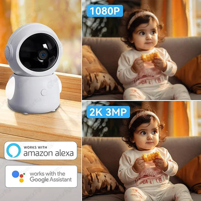 2K 3MP WiFi Baby Monitor with Two Camera Split-Screen Baby Phone via APP Control & 4.3" IPS Screen Auto Tracking PTZ Baby Camera - ZOOMNSTORE