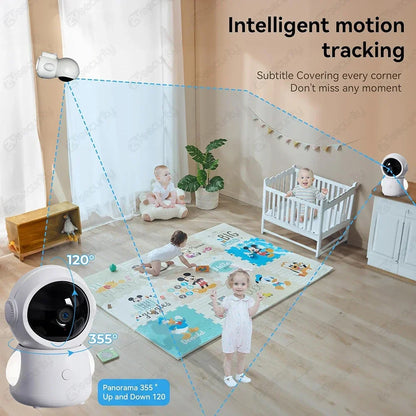 2K 3MP WiFi Baby Monitor with Two Camera Split-Screen Baby Phone via APP Control & 4.3" IPS Screen Auto Tracking PTZ Baby Camera - ZOOMNSTORE