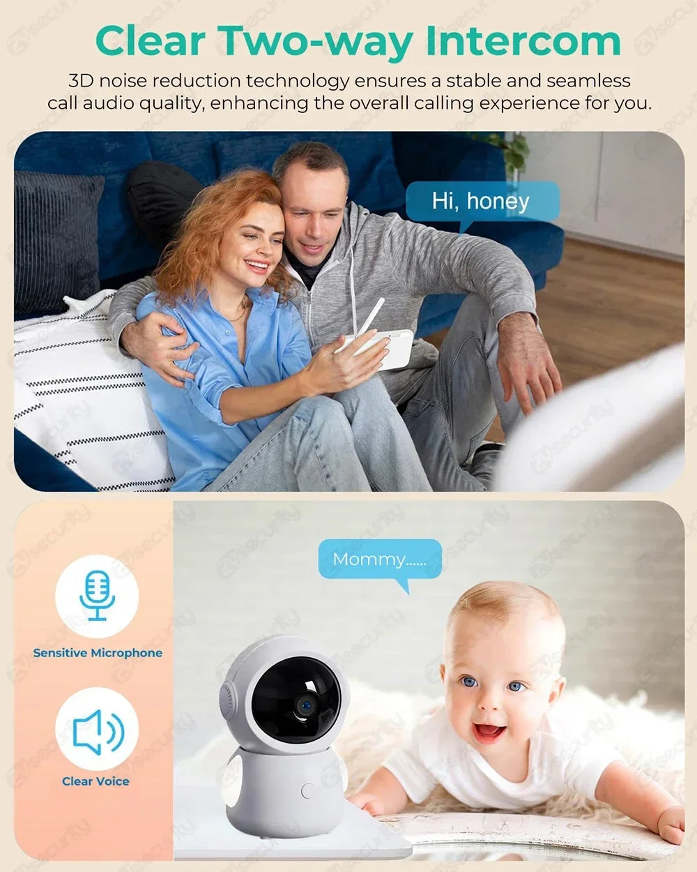 2K 3MP WiFi Baby Monitor with Two Camera Split-Screen Baby Phone via APP Control & 4.3" IPS Screen Auto Tracking PTZ Baby Camera - ZOOMNSTORE