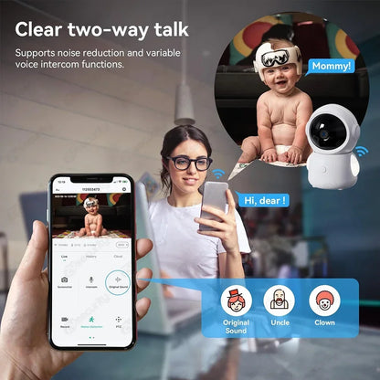 2K 3MP WiFi Baby Monitor with Two Camera Split-Screen Baby Phone via APP Control & 4.3" IPS Screen Auto Tracking PTZ Baby Camera - ZOOMNSTORE