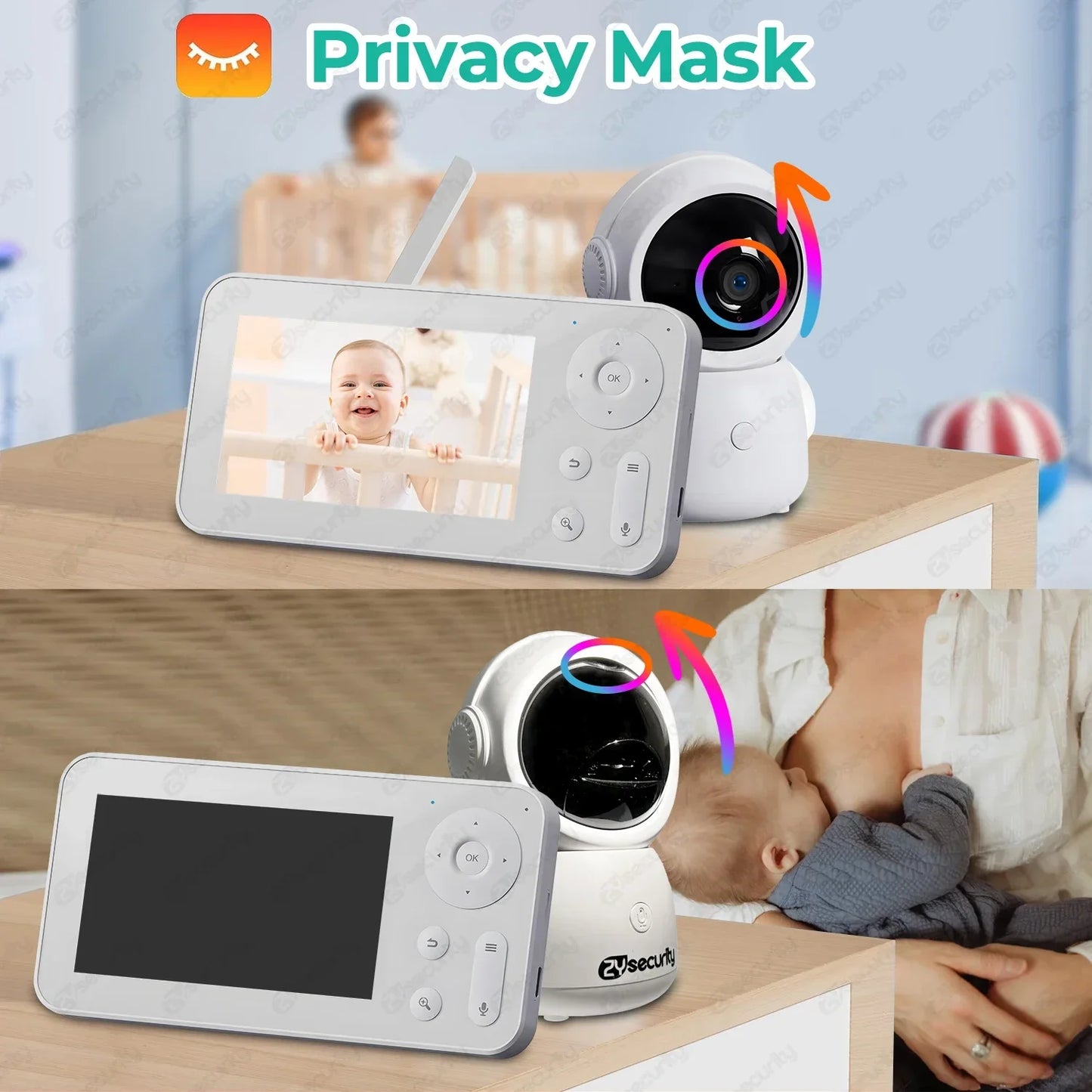 2K 3MP WiFi Baby Monitor with Two Camera Split-Screen Baby Phone via APP Control & 4.3" IPS Screen Auto Tracking PTZ Baby Camera - ZOOMNSTORE