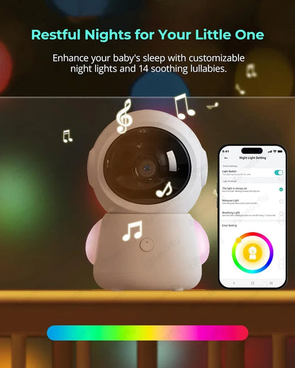 2K 3MP WiFi Baby Monitor with Two Camera Split-Screen Baby Phone via APP Control & 4.3" IPS Screen Auto Tracking PTZ Baby Camera - ZOOMNSTORE