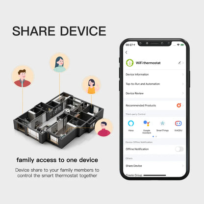WiFi Floor Heating Thermostat - Smart Voice Control, Alexa Compatible, Programmable Timer - ZOOMNSTORE