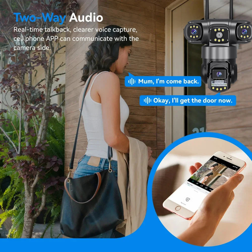 V380 Pro 12MP 6K Outdoor WiFi IP Camera - Triple Lens Waterproof Security CCTV with Night Vision - ZOOMNSTORE