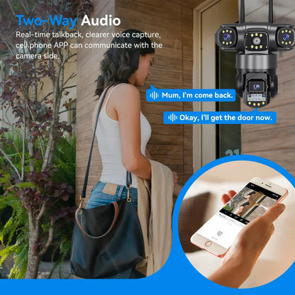 V380 Pro 12MP 6K Outdoor WiFi IP Camera - Triple Lens Waterproof Security CCTV with Night Vision - ZOOMNSTORE