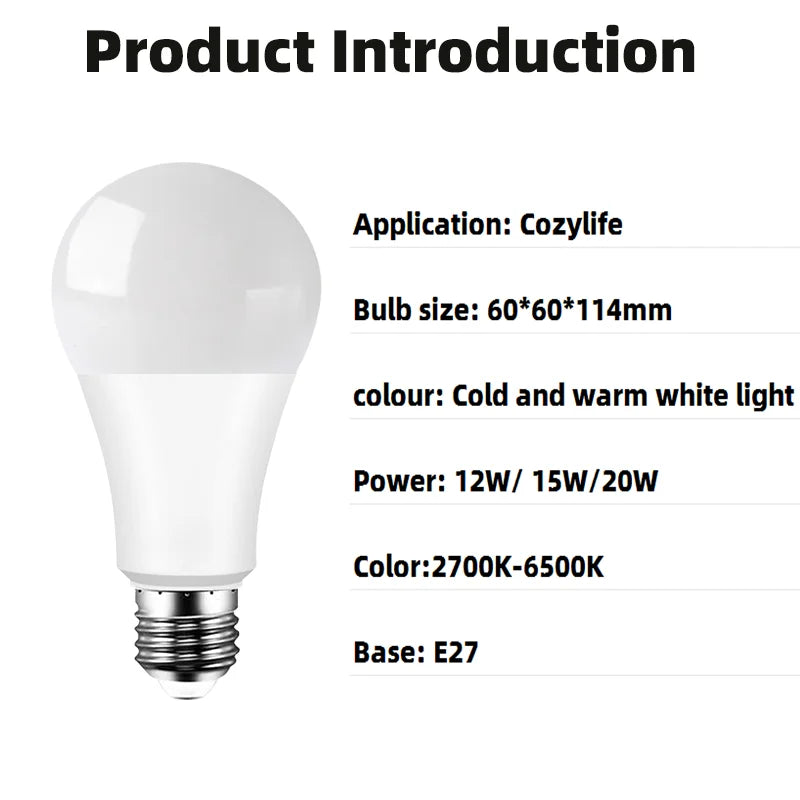 WiFi Smart LED Bulb - Dimmable E27 LED Light Bulb with Alexa & Google Home Voice Control - ZOOMNSTORE