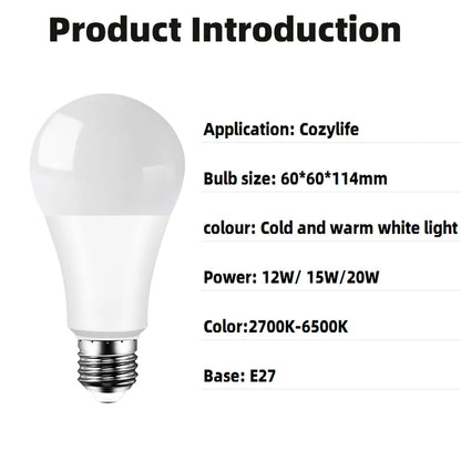 WiFi Smart LED Bulb - Dimmable E27 LED Light Bulb with Alexa & Google Home Voice Control - ZOOMNSTORE