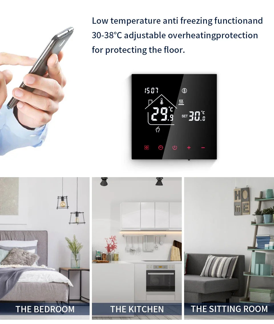 WiFi Smart Thermostat - Floor Heating Controller With Alexa Voice Control - ZOOMNSTORE