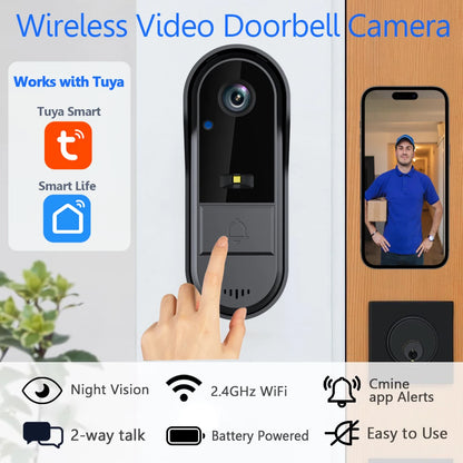 WiFi Video Doorbell - Wireless Security Camera With Two Way Audio & HD 1080P - ZOOMNSTORE