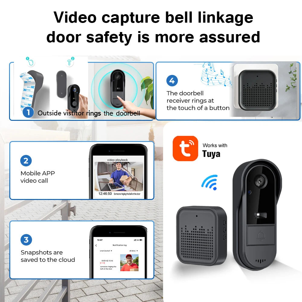WiFi Video Doorbell - Wireless Security Camera With Two Way Audio & HD 1080P - ZOOMNSTORE