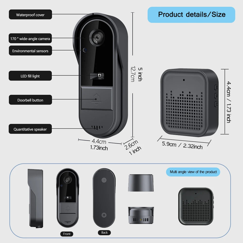 WiFi Video Doorbell - Wireless Security Camera With Two Way Audio & HD 1080P - ZOOMNSTORE