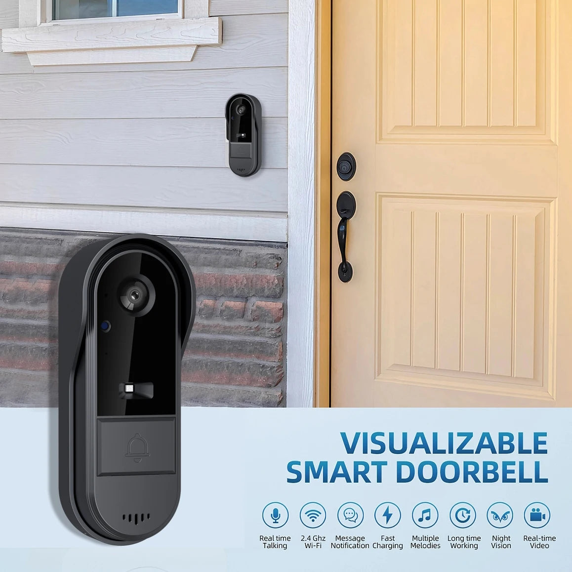WiFi Video Doorbell - Wireless Security Camera With Two Way Audio & HD 1080P - ZOOMNSTORE