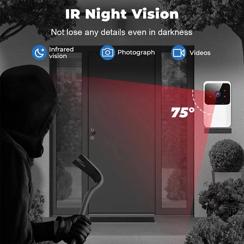 WiFi Video Doorbell - Wireless Security Camera with HD Intercom & IR Night Vision - ZOOMNSTORE