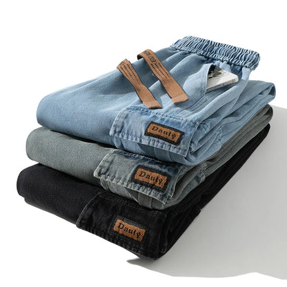 Wide Leg Cargo Pants - Men's Casual Trousers With Drawstring Waist & Pockets - ZOOMNSTORE