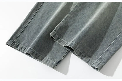 Wide Leg Cargo Pants - Men's Casual Trousers With Drawstring Waist & Pockets - ZOOMNSTORE