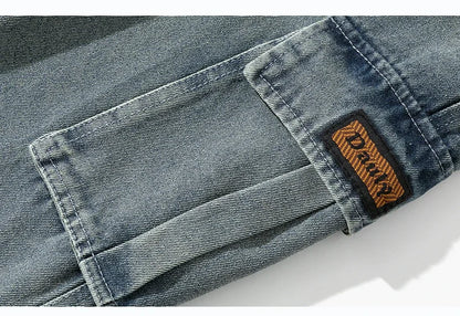 Wide Leg Cargo Pants - Men's Casual Trousers With Drawstring Waist & Pockets - ZOOMNSTORE