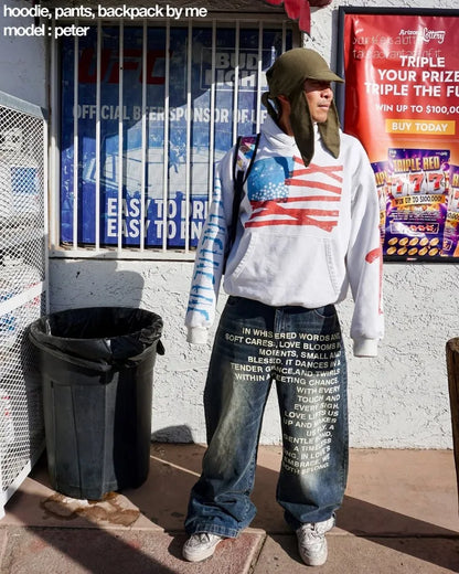 Vintage Y2K Mens Jeans - Gothic Streetwear Wide Leg Casual Fashion - ZOOMNSTORE