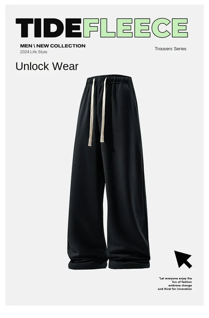 Wide Leg Sweatpants – Men's Casual Pants With Elastic Waist & Drawstring Detail - ZOOMNSTORE