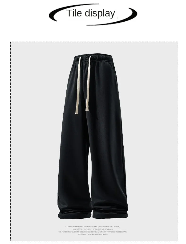 Wide Leg Sweatpants – Men's Casual Pants With Elastic Waist & Drawstring Detail - ZOOMNSTORE