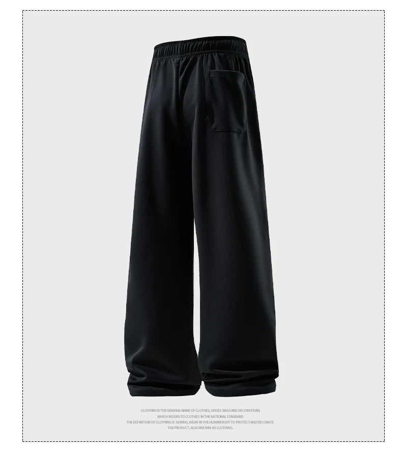 Wide Leg Sweatpants – Men's Casual Pants With Elastic Waist & Drawstring Detail - ZOOMNSTORE