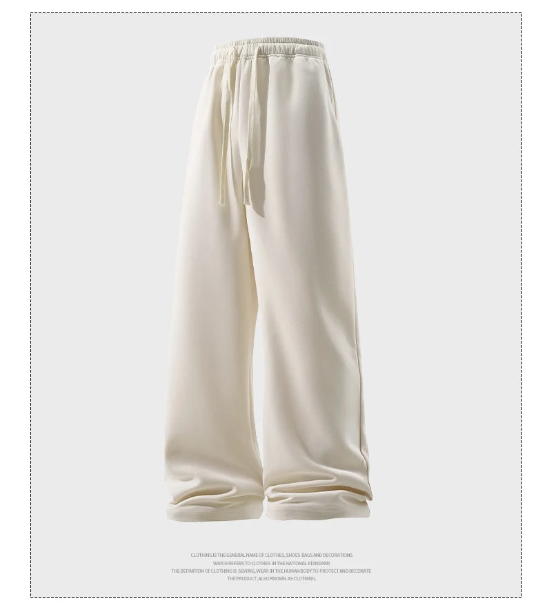 Wide Leg Sweatpants – Men's Casual Pants With Elastic Waist & Drawstring Detail - ZOOMNSTORE