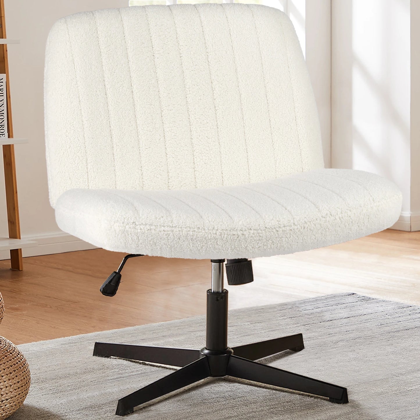 Adjustable Swivel Rocking Chair - Armless Fabric Gaming  Office Chair - ZOOMNSTORE