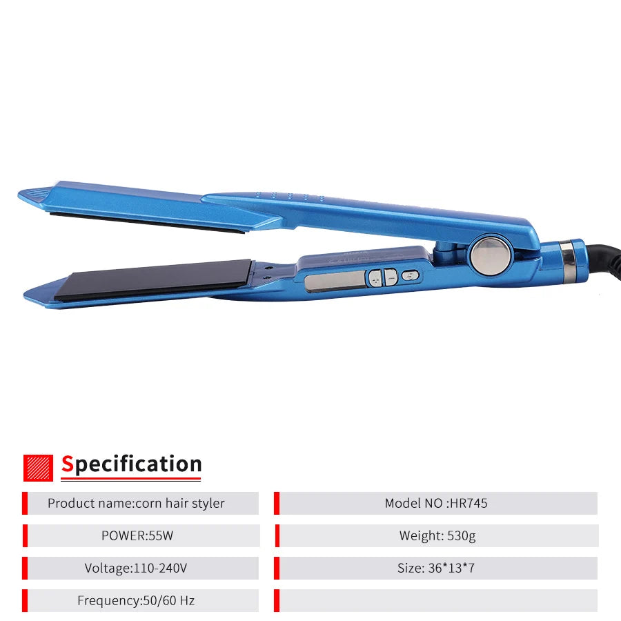 Wide Titanium Flat Iron – Professional Hair Straightener with Dual Voltage & Fast Heat Up - ZOOMNSTORE