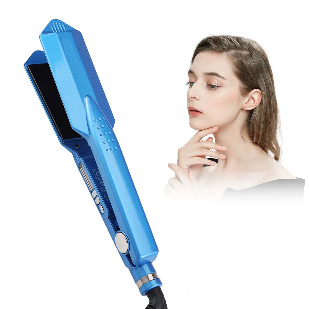 Wide Titanium Flat Iron – Professional Hair Straightener with Dual Voltage & Fast Heat Up - ZOOMNSTORE