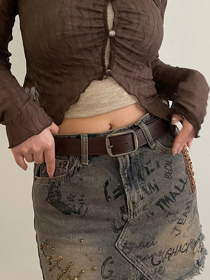 Womens Decorative Wide Belt - Versatile Black Jeans Belt for Summer 2024 - ZOOMNSTORE
