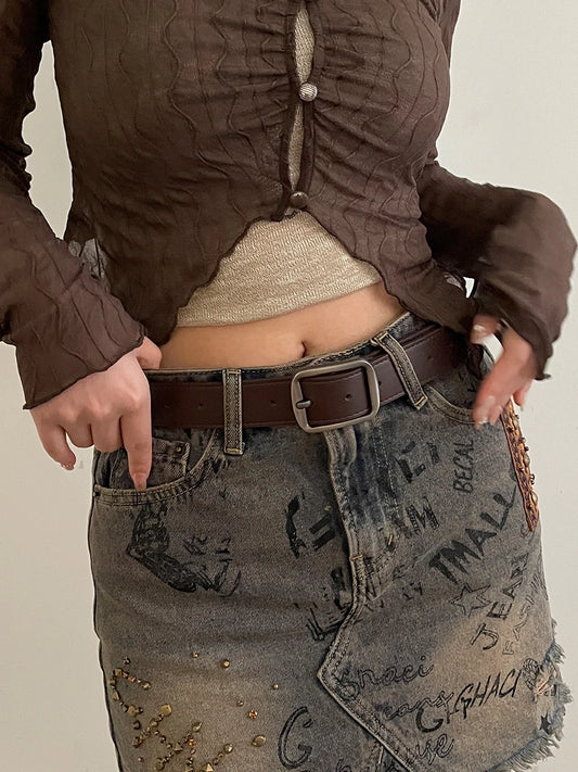 Womens Decorative Wide Belt - Versatile Black Jeans Belt for Summer 2024 - ZOOMNSTORE