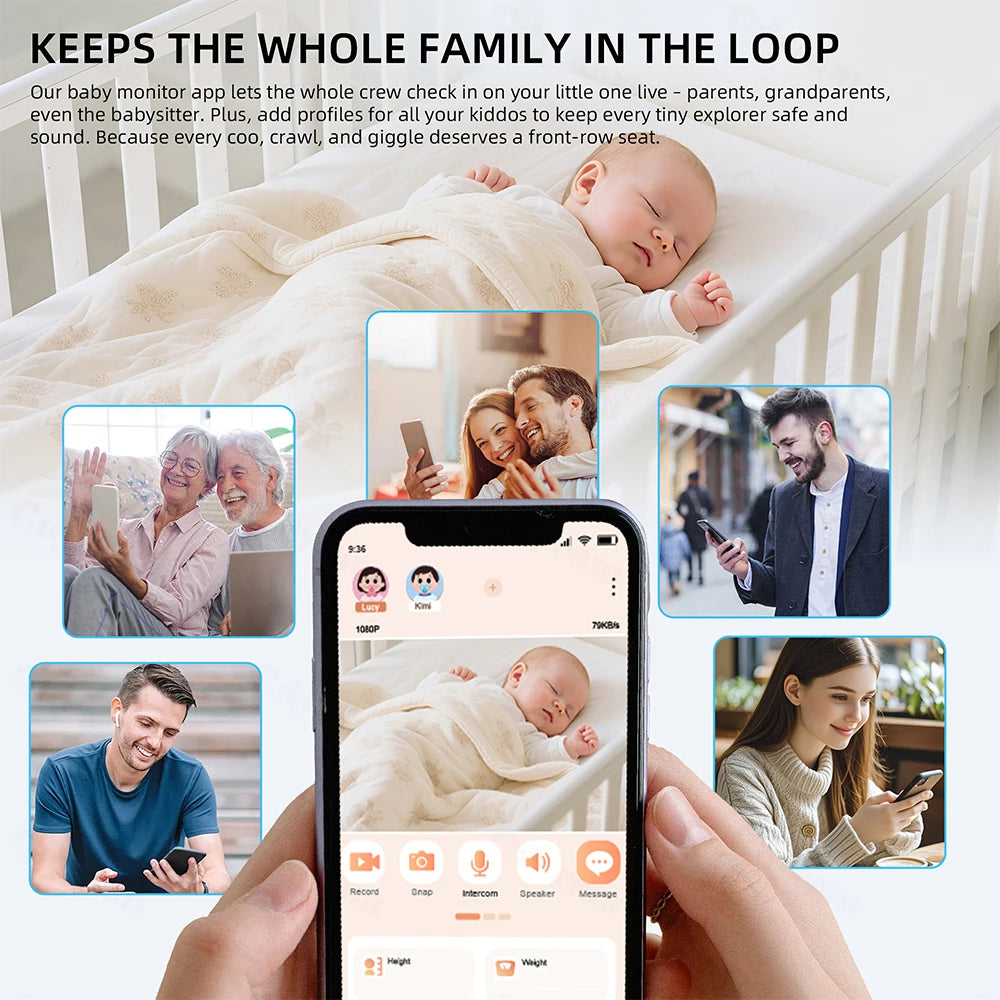 1080P HD WiFi Baby Monitor Phone APP Remote View 4.3" Nanny Night Light VOX HD Night Vision Lullabies Temperature Monitor Camera - ZOOMNSTORE