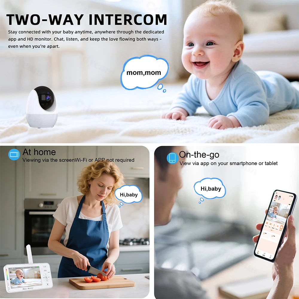 1080P HD WiFi Baby Monitor Phone APP Remote View 4.3" Nanny Night Light VOX HD Night Vision Lullabies Temperature Monitor Camera - ZOOMNSTORE