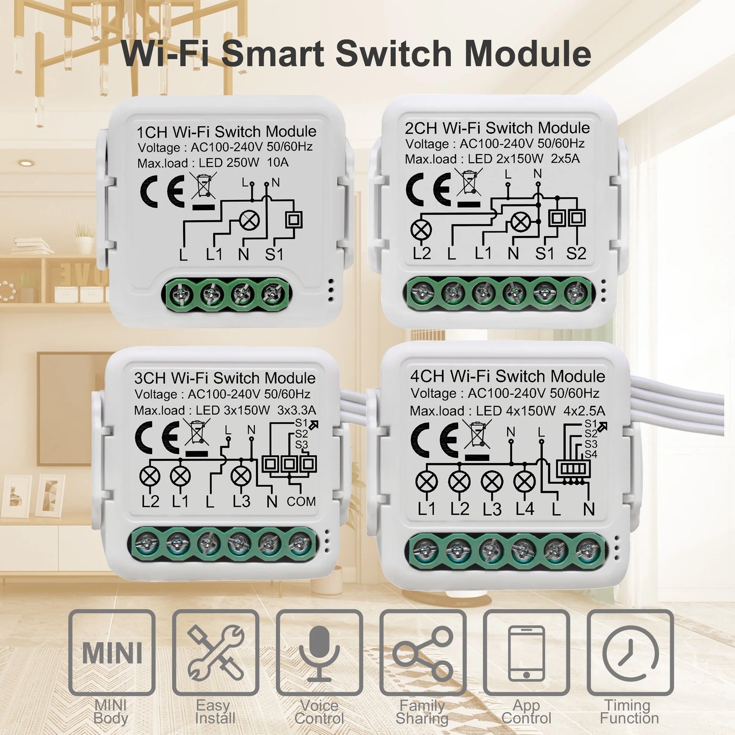 Tuya WiFi Smart Light Switch Module - 2-Way Control App Remote Alexa  Google Home Compatible - ZOOMNSTORE