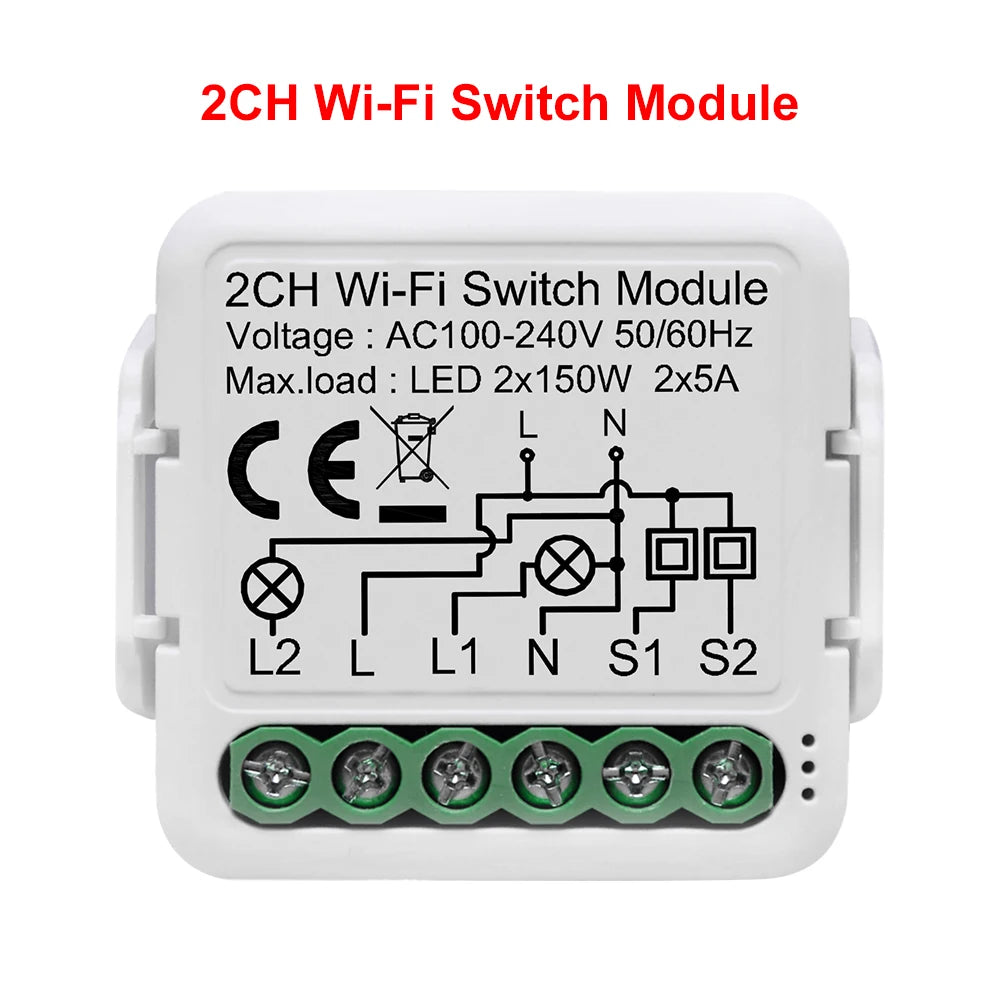 Tuya WiFi Smart Light Switch Module - 2-Way Control App Remote Alexa  Google Home Compatible - ZOOMNSTORE