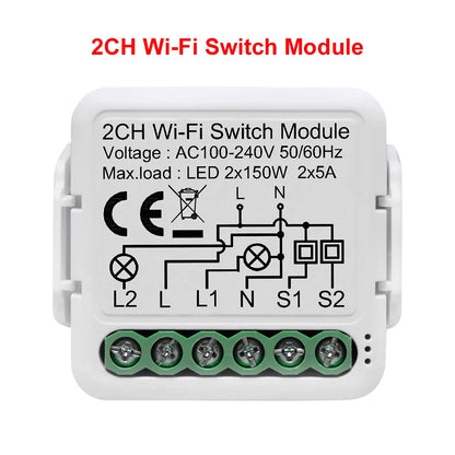 Tuya WiFi Smart Light Switch Module - 2-Way Control App Remote Alexa  Google Home Compatible - ZOOMNSTORE