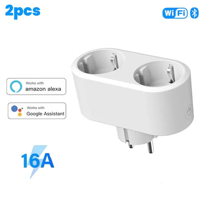 Wifi Smart Plug Dual Outlet Socket EU 16A/20A with Power Monitor & Voice Control - ZOOMNSTORE