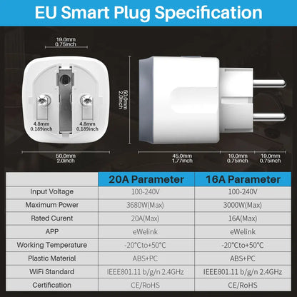 Wifi Smart Plug - EU Smart Plug With Energy Monitoring & Remote Control Outlet - ZOOMNSTORE