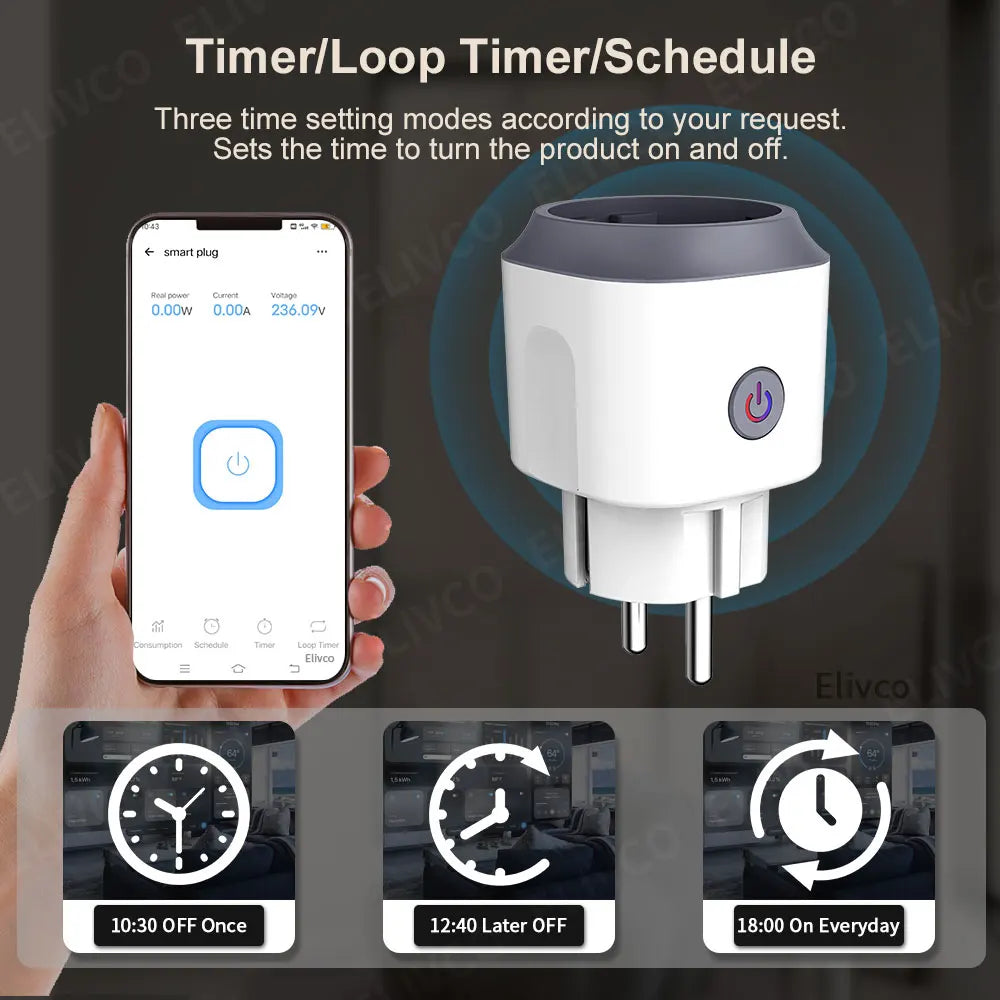 Wifi Smart Plug - EU Smart Plug With Energy Monitoring & Remote Control Outlet - ZOOMNSTORE