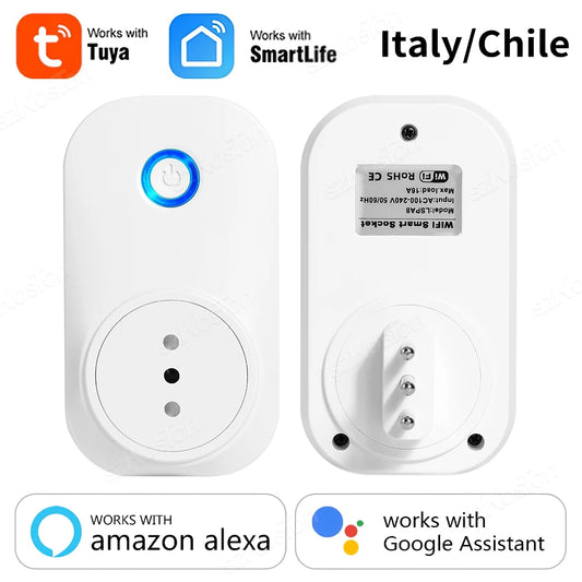 Wifi Smart Plug - 16A Italy Standard Socket with Power Monitor & Timer | Alexa Compatible - ZOOMNSTORE