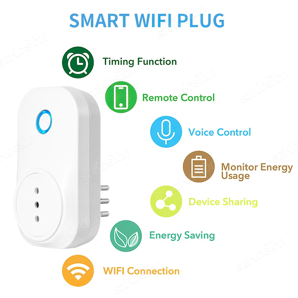 Wifi Smart Plug - 16A Italy Standard Socket with Power Monitor & Timer | Alexa Compatible - ZOOMNSTORE