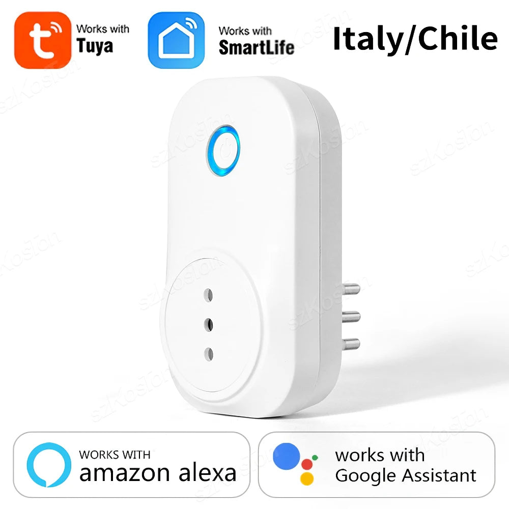 Wifi Smart Plug - 16A Italy Standard Socket with Power Monitor & Timer | Alexa Compatible - ZOOMNSTORE