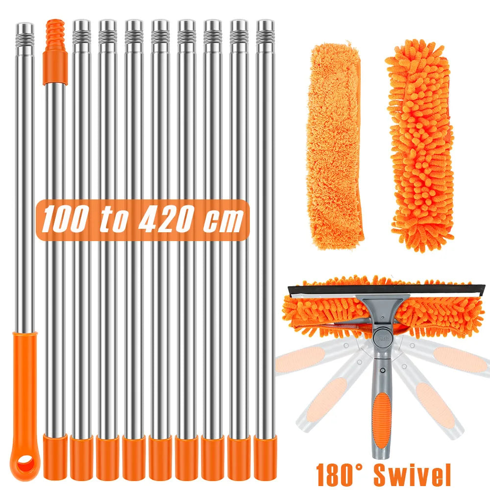 Extended Window Cleaning Kit - 2-in-1 Double-Sided Squeegee  Mop with 180 Swivel Tools - ZOOMNSTORE