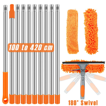 Extended Window Cleaning Kit - 2-in-1 Double-Sided Squeegee  Mop with 180 Swivel Tools - ZOOMNSTORE